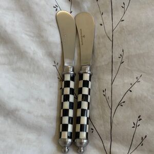 Mackenzie childs Checkered Black and White Spreaders will come bubble wrapped!